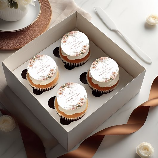 Sticker Rond Mariage Rustique Boho Garden Flowers