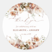 Sticker Rond Mariage Rustique Boho Garden Flowers (Devant)