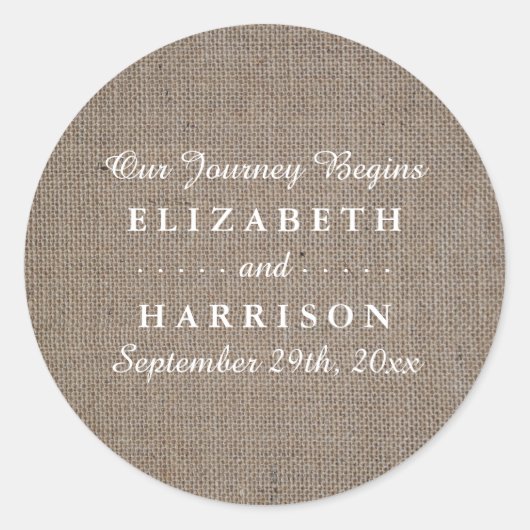 Sticker Rond Mariage Rustique Burlap (Devant)