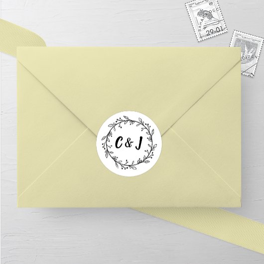 Sticker Rond Mariage rustique de couronne