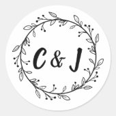 Sticker Rond Mariage rustique de couronne (Devant)