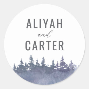 Sticker Rond Mariage rustique de pins d'hiver