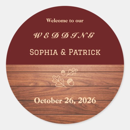Sticker Rond Mariage rustique élégant (Devant)
