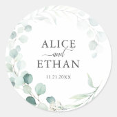 Sticker Rond Mariage rustique Eucalyptus (Devant)