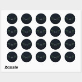 Sticker Rond Mariage Rustique Feuilles Vertes et Bleu Foncé (Feuille)