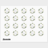 Sticker Rond Mariage rustique floral Daisy blanche (Feuille)