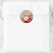 Sticker Rond Mariage rustique floral élégant d'amour de (Sac)