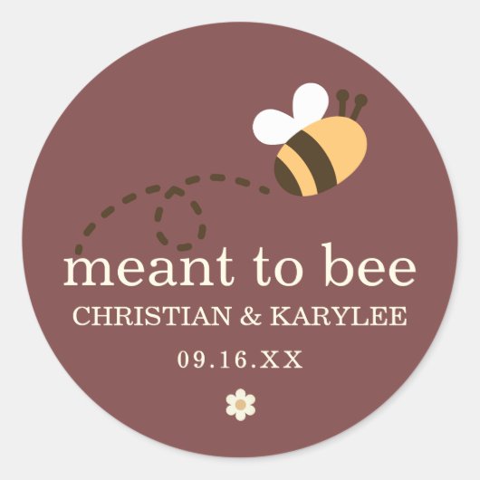 Sticker Rond Mariage Rustique Meant To Bee (Devant)
