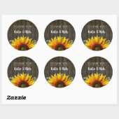 Sticker Rond Mariage rustique Merci tournesol (Feuille)