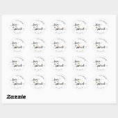 Sticker Rond Mariage Rustique Script Amour est Doux Faveur (Feuille)