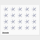 Sticker Rond Mariage Rustique Starfish Blue Beach (Feuille)