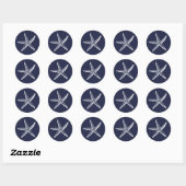 Sticker Rond Mariage Rustique Starfish Blue Beach (Feuille)
