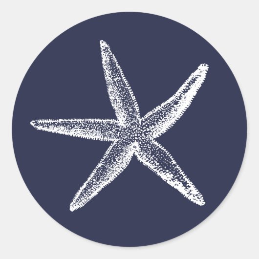Sticker Rond Mariage Rustique Starfish Blue Beach (Devant)