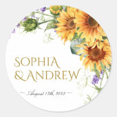 Sticker rond Mariage Rustique Sunflowers & Lavande (Devant)