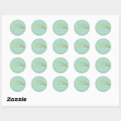 Sticker Rond MARIAGE SEAL élégant mini confetti menthe or (Feuille)