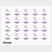 Sticker Rond Mariage simple à papillon violet (Feuille)