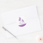 Sticker Rond Mariage simple à papillon violet (Enveloppe)