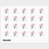 Sticker Rond Mariage simple Aquarelle Ressort Tulipe rose (Feuille)