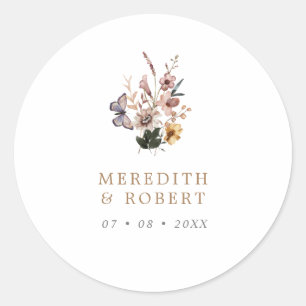 Sticker Rond Mariage simple automne Fleurs sauvages