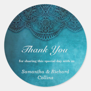 Sticker Rond Mariage simple Blue Elegance