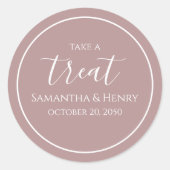 Sticker Rond Mariage Simple Calligraphie Script Treat Dark Blus (Devant)