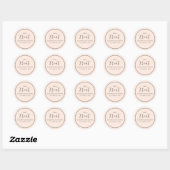 Sticker Rond Mariage Simple Calligraphie Script Treat Peach (Feuille)