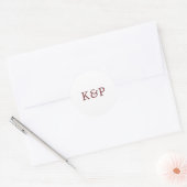 Sticker Rond Mariage simple de monogramme en Bourgogne et blanc (Enveloppe)