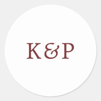 Sticker Rond Mariage simple de monogramme en Bourgogne et blanc