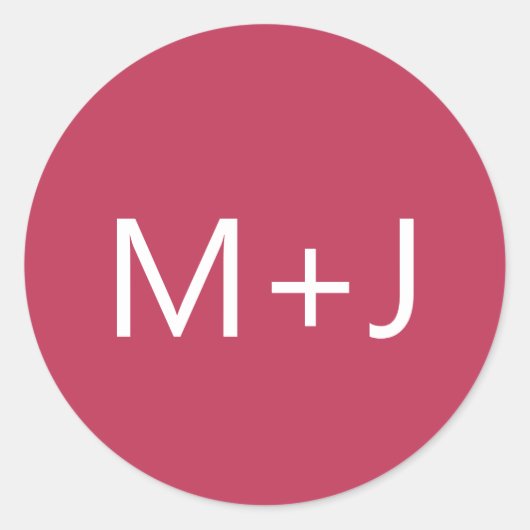 Sticker Rond Mariage simple de monogramme rose magenta (Devant)