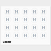 Sticker Rond Mariage simple Dusty bleu et blanc (Feuille)
