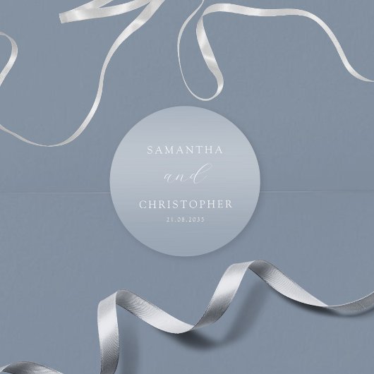 Sticker Rond Mariage simple Dusty Blue Couples
