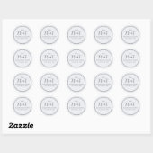 Sticker Rond Mariage Simple Écriture Calligraphique Bleue Clair (Feuille)