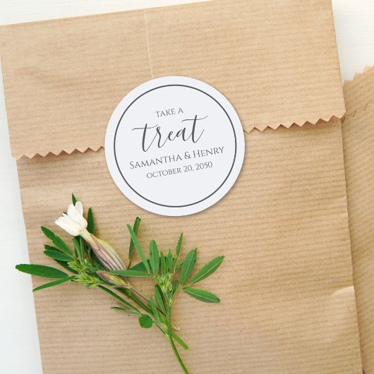 Sticker Rond Mariage Simple Écriture Calligraphique Bleue Clair