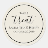 Sticker Rond Mariage Simple Écriture Calligraphique Trait Sage (Devant)