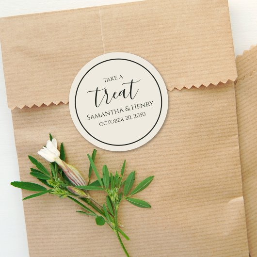 Sticker Rond Mariage Simple Écriture Calligraphique Trait Sage