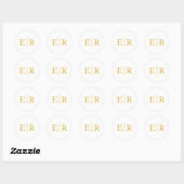 Sticker Rond Mariage simple élégant monogramme or (Feuille)