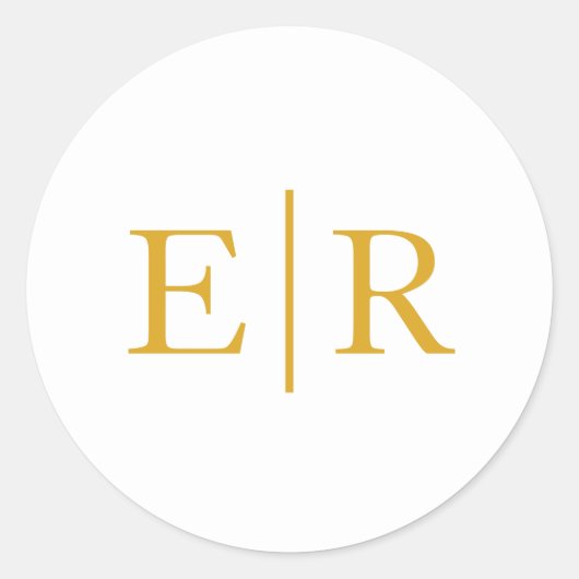 Sticker Rond Mariage simple élégant monogramme or (Devant)