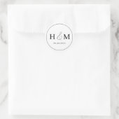 Sticker Rond Mariage Simple Élégant Typographie Monogrammé (Sac)