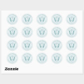 Sticker Rond Mariage simple en Merci de monographie bleu (Feuille)