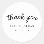 Sticker Rond Mariage simple en Merci noir et blanc (Devant)