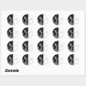 Sticker Rond Mariage simple en noir et blanc (Feuille)