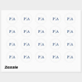 Sticker Rond Mariage simple marine bleu et blanc (Feuille)