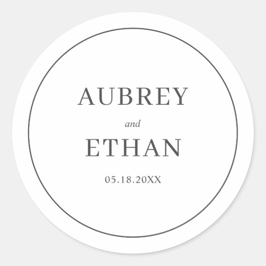 Sticker Rond Mariage simple minimaliste élégant (Devant)