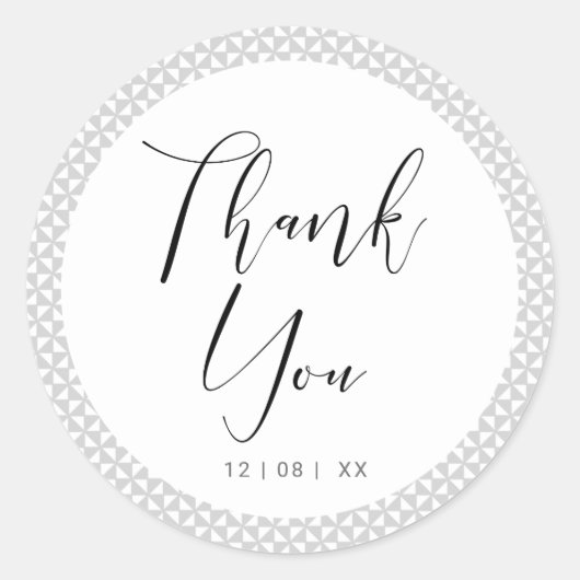Sticker Rond Mariage simple minimaliste Merci noir ID523 (Devant)