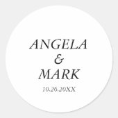 Sticker Rond Mariage simple minimaliste noir et blanc (Devant)