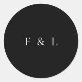 Sticker Rond Mariage Simple Monogramme Noir Classique (Devant)