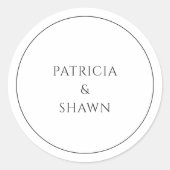 Sticker Rond Mariage simple noir et blanc élégant (Devant)