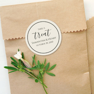 Sticker Rond Mariage Simple Sage Calligraphy Script Treat