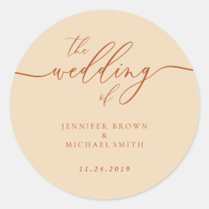 Sticker Rond Mariage simple script minimal fêtes en terre cuite