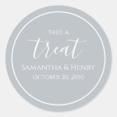 Sticker Rond Mariage Simple Silver Calligraphy Script Treat (Devant)